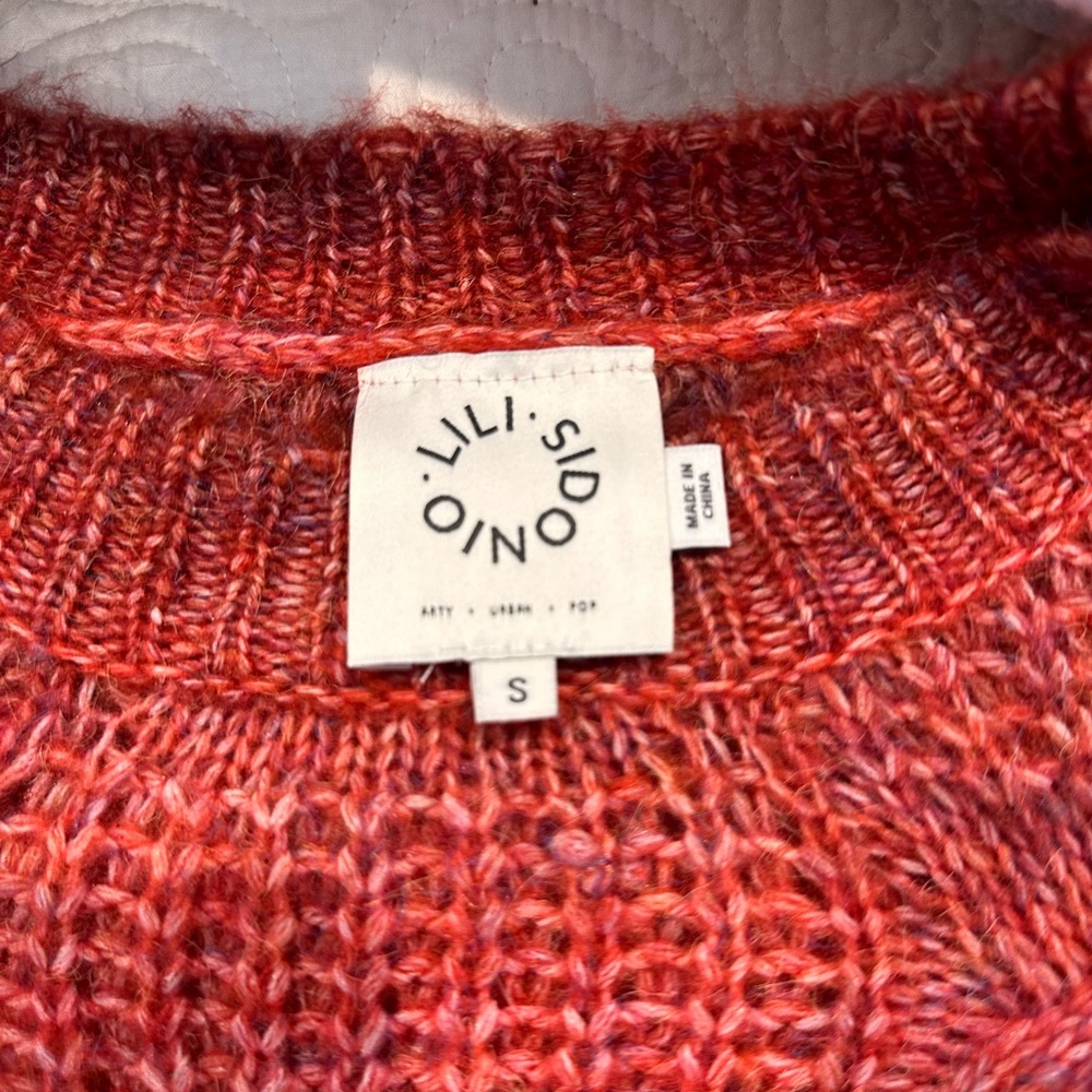 Lili Sidonio side S coral-pink cable knit crew neck sweater. Like new! - Picture 6 of 10